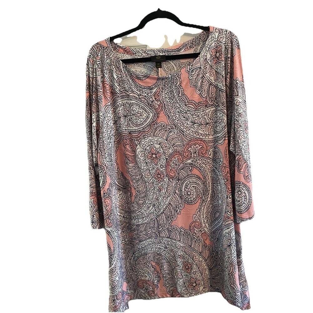 JM Collection Plus Size 2X Handkerchief-Hem Jacquard Top